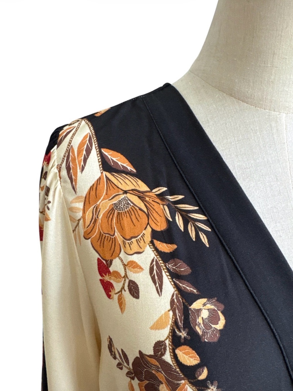 Anthropologie Farm Rio Long Sleeve Floral Wrap Midi Dress Size Medium New - Picture 4 of 13